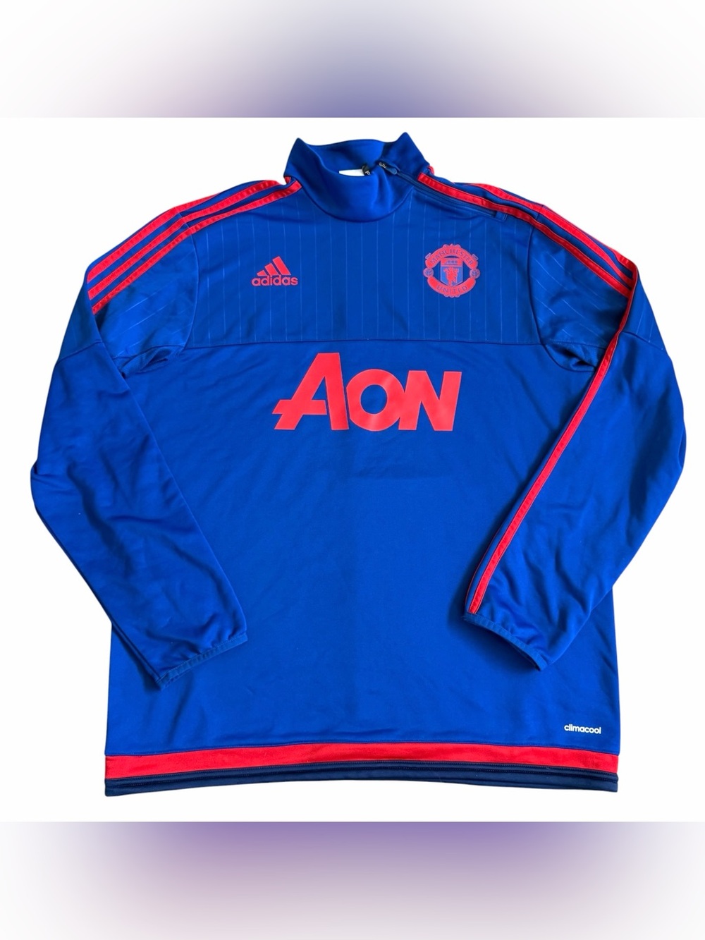Manchester United FC Adidas Men’s Soccer Training Jacket Sz L Blue Jersey AC1493